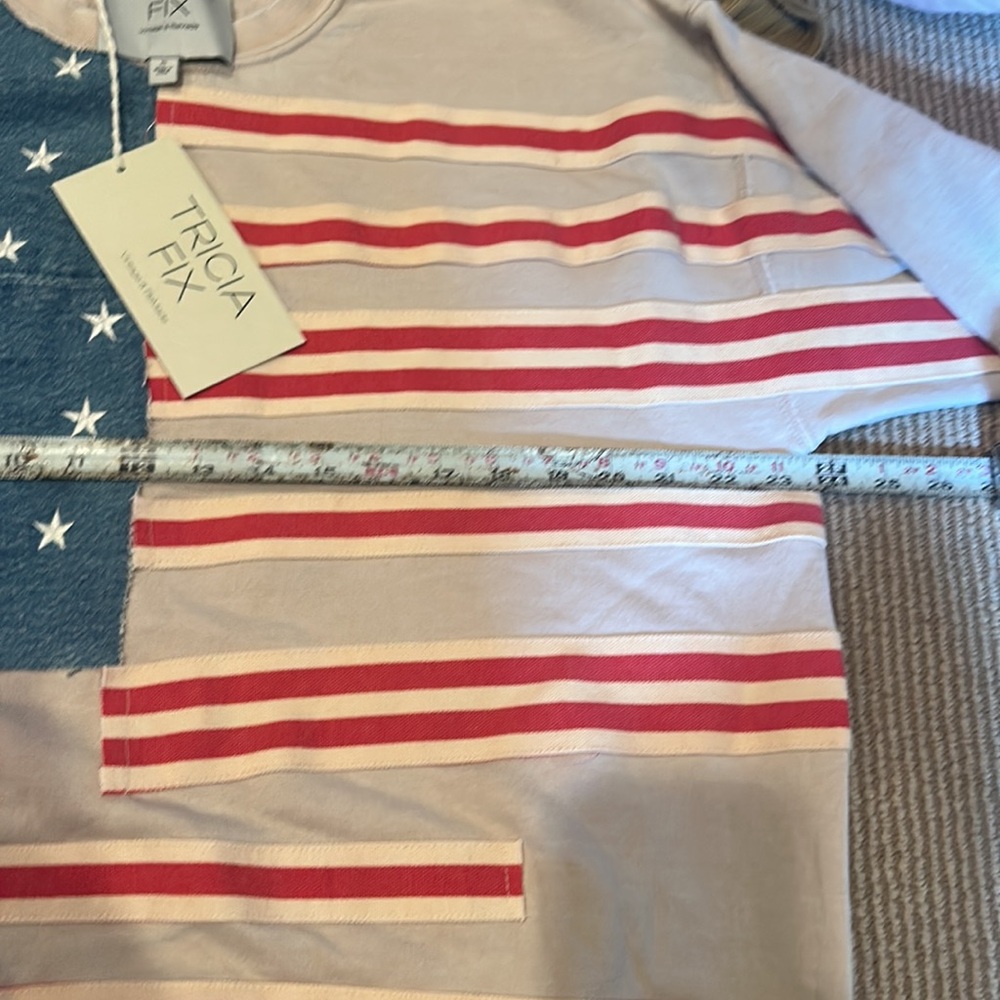 NWT FP x Tricia Fix American flag Blue Star and Red Stripe Sweatshirt size S-L - Picture 6 of 11